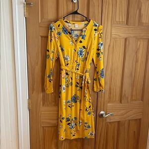 Maternity Women’s Yellow Floral Wrap Dress